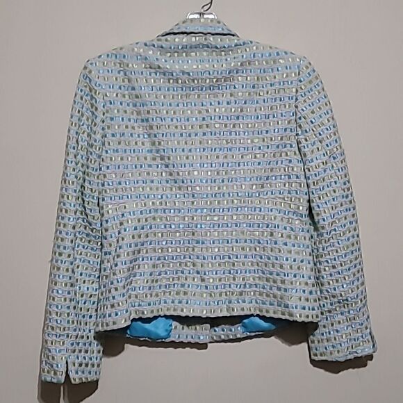 Talbots Blue and Green Blazer Sz 4P - Picture 7 of 8